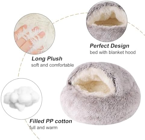 Dog Beds for Small Dogs, Cat Bed Cave, Washable Cute Cat Bed, Cozy Nook Pet Bed for Dogs or Cats, Anti-Slip Puppy Bed Fits up to 12 lbs Pets(Coffee, 20" x 20")