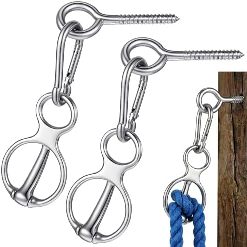 2 Sets Horse Tie Ring, Stainless Steel Magnetic Tie Ring for Horses, Safe Horse Training Equipment with Eye Bolt & Quick Snap, Horses Tack Supplies for Stables, Trailers, Fences