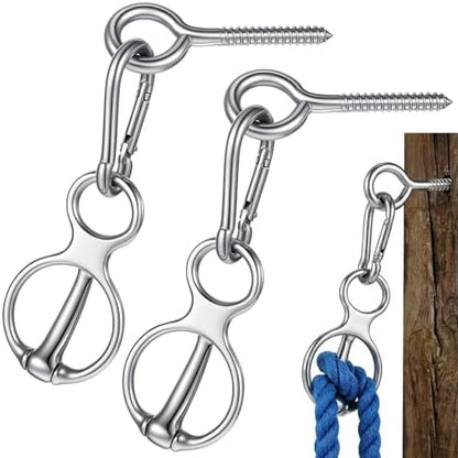 2 Sets Horse Tie Ring, Stainless Steel Magnetic Tie Ring for Horses, Safe Horse Training Equipment with Eye Bolt & Quick Snap, Horses Tack Supplies for Stables, Trailers, Fences