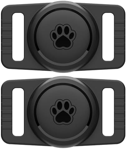 GOCII for Airtag Dog Collar Holder 2 Pack,Waterproof Dog Collar Holder for Apple AirTag(Gen 1 & 2),Silicone Air Tags Case for Dog Collars(Black)