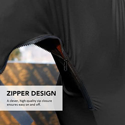 Harrison Howard Horse Stretch Hood Without Ears Snug Fitting Hood with Zip Closure Covers Face, Shoulders, Mane, Chest and Withers Perfect for Show/Event Preparation - Black