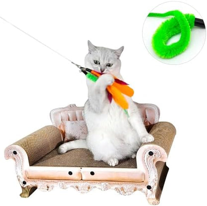 miwoowim 2PCS Retractable Cat Teaser Wands & 9PCS Feather Refills Toy Set
