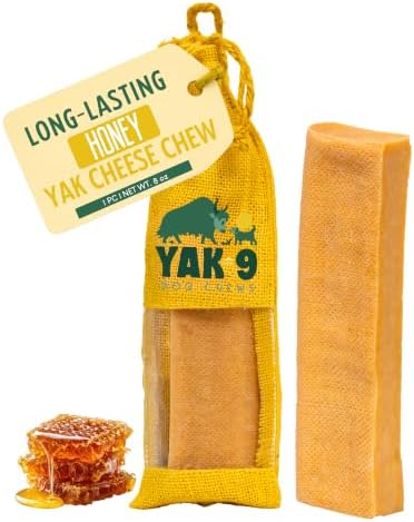 Yak9 Yak Cheese Himalayan Dog Chews Large & Giant Breeds (75+ LBS) - High Protein, Non Rawhide Dog Chews Long Lasting - Non GMO, Gluten Free, Grain Free Yak Milk Dog Chew - 8oz Jumbo Size, Honey, 1 PC