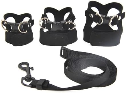 3 Pack Bearded Dragon Harness and Leash Set - Adjustable Soft Leather Vest with 6.89FT Retractable Lead, Escape-Proof Lizard Walking Harness for Reptiles, Squirrels & Small Pets (Black)