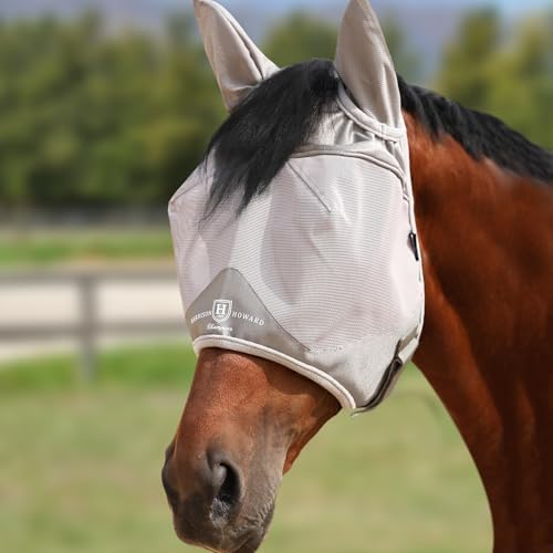Harrison Howard Half Face Horse Fly Mask UV Protection and Breathable for Equine Use Comfortable Grey M