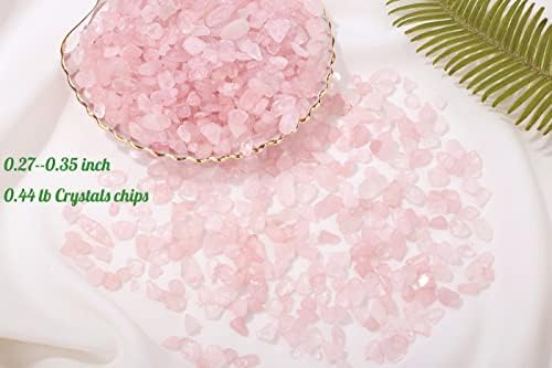 1lb Rose Quartz Aquarium Gravel Rocks Natural Tumbled Healing Crystal Chips Bulk Gemstones Tumbled Crushed Stones for Fountain Vase Filler Planters Decorative Fish Tank Potted Reiki Energy Balancing
