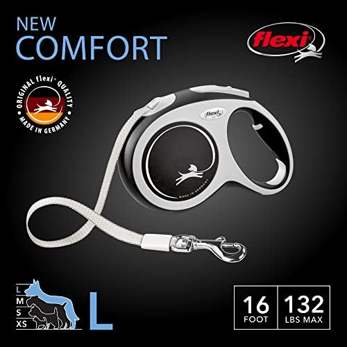 FLEXI® Comfort Tape Retractable Dog Leash, Large, 16 ft - Black/Grey