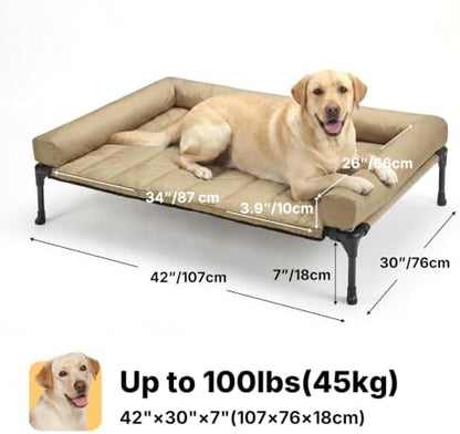 Veehoo Outdoor Elevated Dog Bed with Waterproof Bolster Cushion, Cooling