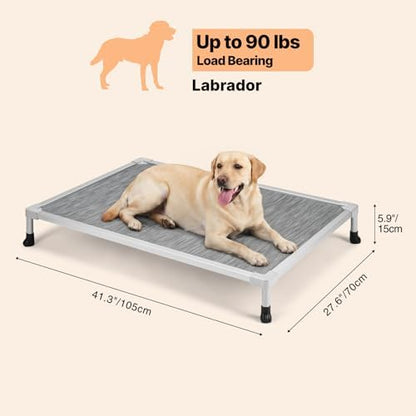 Veehoo Chew Proof Elevated Dog Bed, Silver Aluminum Dog Cot, Pre-Assembled