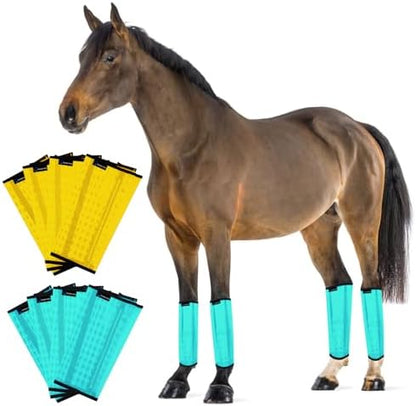 FOXLVDA Horse Fly Boots Set of 8 - Breathable Tough Mesh Equine Leg Wraps