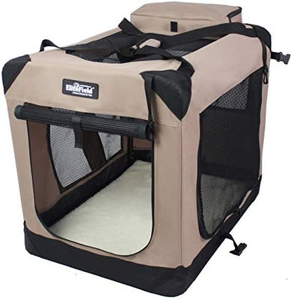 EliteField 3-Door Soft Dog Crate with Bed & Carrying Bag (2-Year Warranty)