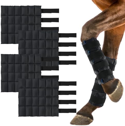 Ice Boots for Horses, Horse Ice Boots, Black & Blue, 4 Pack