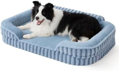 LE SURE Cute Cozy High Back Orthopedic L Plus Dog Bed,38" Blue