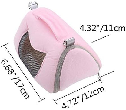 Hamster Carrier Bag Portable Outdoor Travel Handbag with Adjustable Single Shoulder Strap for Hamster Small Pets (Pink)