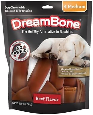 DreamBone Medium Bone Rawhide-Free Dog Treats With Real Protein, 4 Count