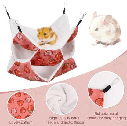 3 Tier Ferret Rat Hammock, Guinea Pig Cage Accessories, Light Red