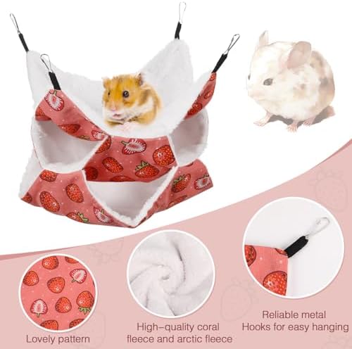 3 Tier Ferret Rat Hammock, Guinea Pig Cage Accessories, Light Red