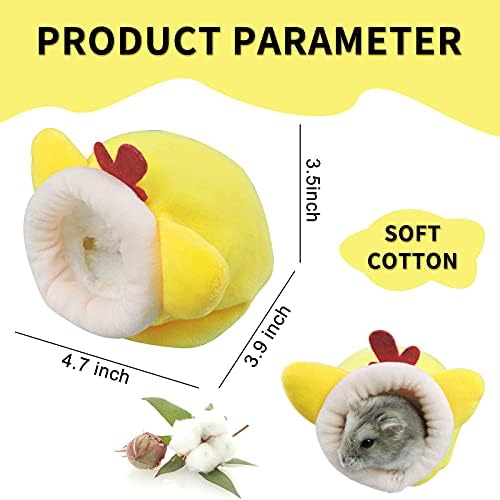 WishLotus Mini Soft and Warm Hamster House - Cute Non-Slip Sleeping Nest for Dwarf Hamsters, Mini Hedgehogs and Small Pets (Yellow)