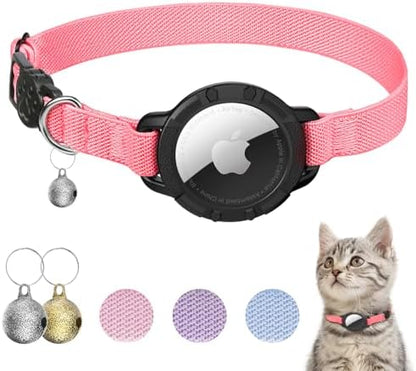AirTag Cat Collars, Stretchy Collar with AirTag Holder and Bell