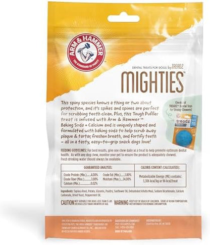 Arm & Hammer Mighties Treadz Dental Dog Treats, Puffer, Mint, 7 Ct, 2-Pk