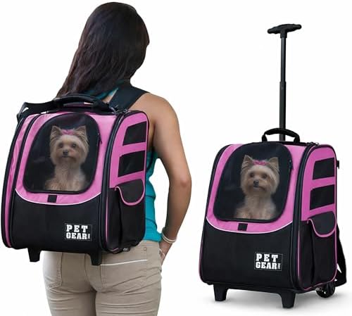Pet Gear I-GO2 Roller Backpack, Large Traveler, Pink Diamond