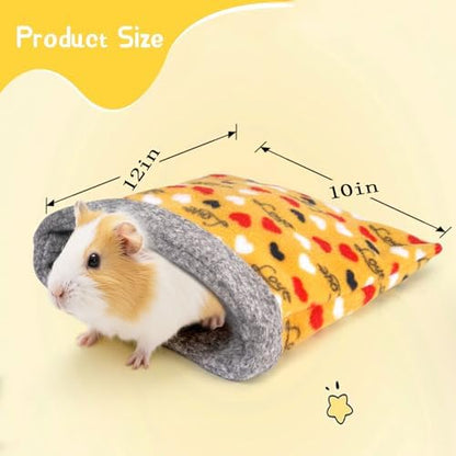 NAPLORD Small Pet Fleece Set,Guinea Pig Snuggle Sack, Tunnel,Fleece Forest Hideout,Square and Round Potty Pads for Guinea Pigs and More