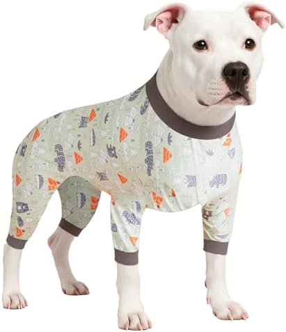 LovinPet Large Dog Clothes for Labrador, Sage Animal Print, Grey, L