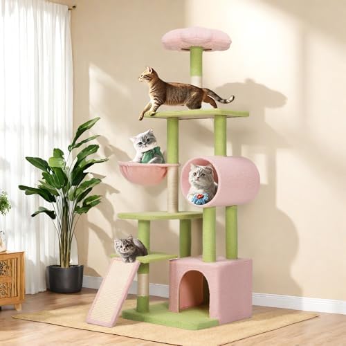 YITAHOME 65in Tall Flower Cat Tree Tower