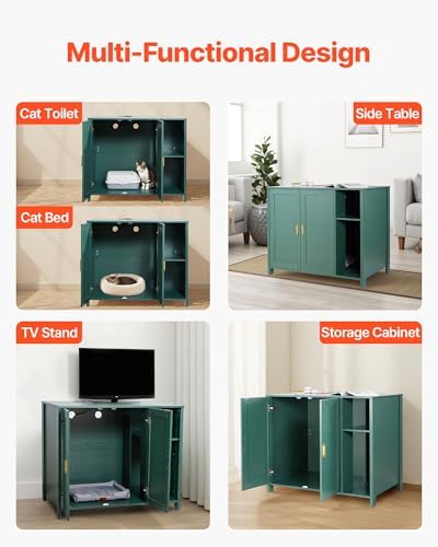 VEVOR Cat Enclosure, 41.3 in Self Cleaning Litter Box Cabinet, with Drawer & Detachable Divider, Automatic Litterbox Enclosure with Built-in Power Outlet, Fits Most Smart Litterboxes