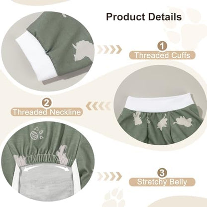 Bienbee Dog Pajamas, 4 Pack Adjustable Onesies for Small to Large Dogs S