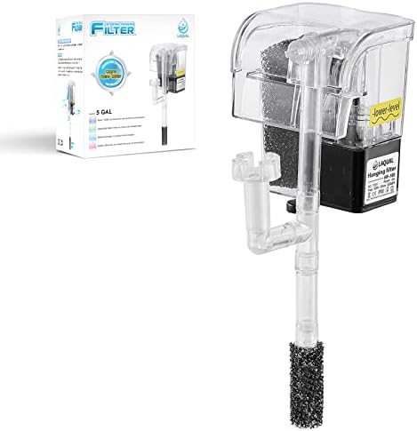 LAQUAL 3 Gallon Ultra Clear Glass Fish Tank and 5 Gallon Aquarium Filter, Rimless Low Iron Aquarium for Betta/Nano/Goldfish/Snail/Shrimp