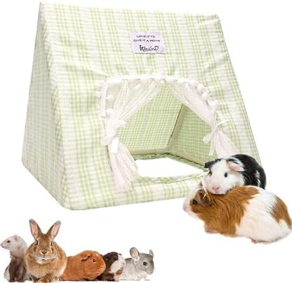 Jenvd Guinea Pig Hideout Large with Curtain, Machine Washable Bunny Hideout