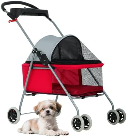 BestPet Foldable Pet Stroller for Small/Medium Dogs and Cats Up to 33 lbs