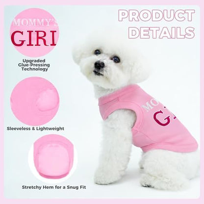 BINGPET Mommy's Girl Dog Shirt, Mamas Girl Puppy T-Shirt, Soft Cotton Vest