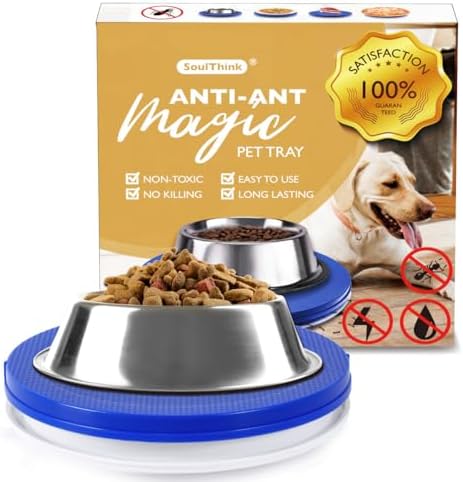 SoulThink® Ant Proof Cat Dog Bowl Tray - New Innovation Anti Ant Pet Food Dish Indoor No Chemical No Water Needed Different from Traditional Trap (Royal Blue)