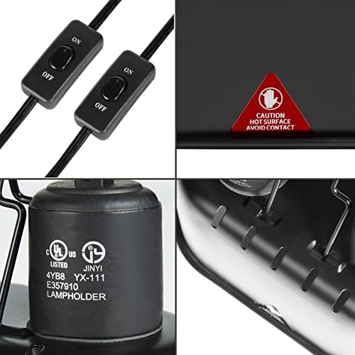 DXOPHIEX Nano Dual Reptile Heat Lamp Max 40W with Two Independent Switches