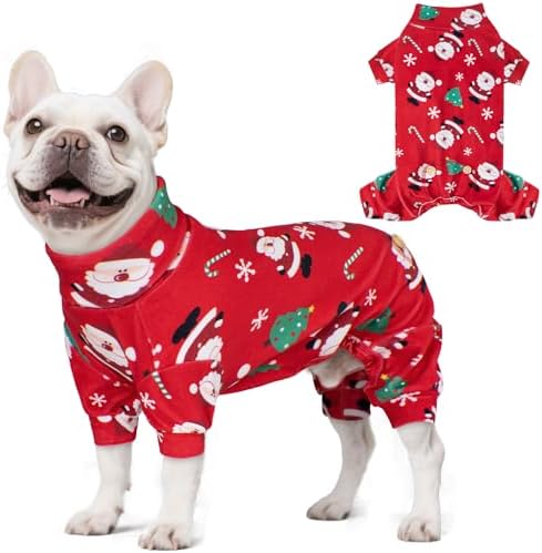 KYEESE Dog Christmas Pajamas for Small Dogs Red Santa Velvet Onesie