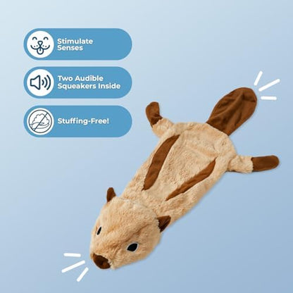 Best Pet Supplies 2-in-1 Stuffless Squeaky Dog Toy - Squirrel, Medium