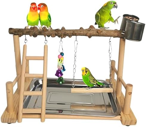 Hamiledyi Parrot Playground Bird Playstand Exercise Wooden Bird Play Perch