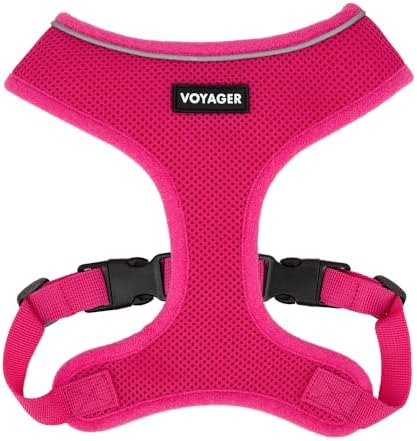 Best Pet Supplies Voyager Aerolite Over the Head Dog Harness, No Pull Breathable Air Mesh Vest, Quick Dry with Reflective Stitching, Adjustable Escape Resistant Harness - Fuchsia, Large