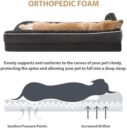 BFPETHOME Orthopedic Washable Dog Bed, Sleeping Couch for Large Senior Dogs
