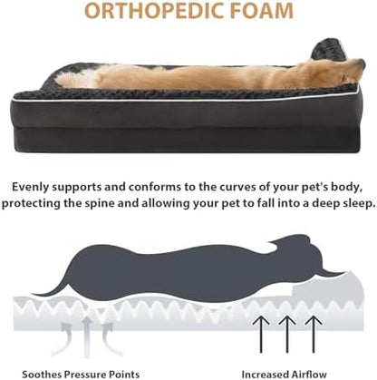 BFPETHOME Orthopedic Washable Dog Bed, Sleeping Couch for Large Senior Dogs