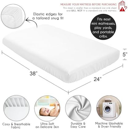 Sweet Jojo Designs Baby Fitted Mini Crib Sheet (Woodland Animals) for Girls or Boys, Newborn/Infant Nursery, Play Yards, Portable Cribs (Gender Neutral, Forest Animal Friends, Bear, Deer, Watercolor)