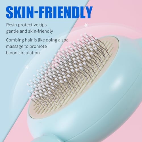 Cat Brush Dog brushes with Release Button for Shedding Grooming, suit for Long or Medium Haired Cats, Lightweight Skin Friendly Pet Brush Hair Removal Comb Brushes for Kitten