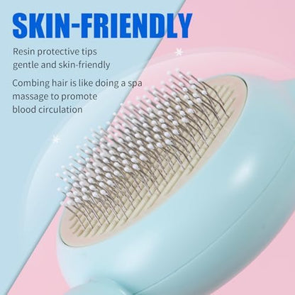 Cat Brush Dog brushes with Release Button for Shedding Grooming, suit for Long or Medium Haired Cats, Lightweight Skin Friendly Pet Brush Hair Removal Comb Brushes for Kitten