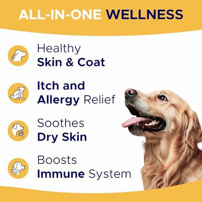 Omega 3 Fish Oil for Dogs - Skin & Coat Support, Itch & Allergy Relief
