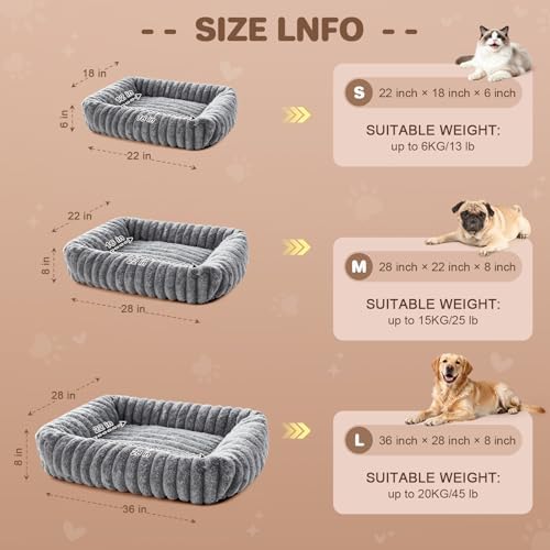 Dog Bed for Small Medium Size Dog, Washable Self Warming Dog Cat Beds for Indoor Cats Fluffy Rabbit Fur Pet Bed for Puppy and Kitten, Orthopedic Dog Cat Beds with Removable Cover & Anti-Slip Bottom