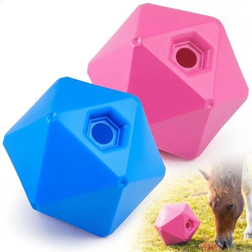 Seenelling 2 Pack Horse Treat Ball, 9" Feeder Toy for Horses, Pink Blue