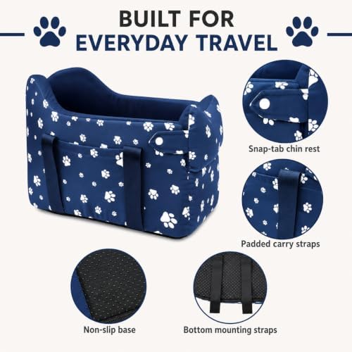 Dog Car Seat for Small Dogs 5-15 lbs, Navy Blue