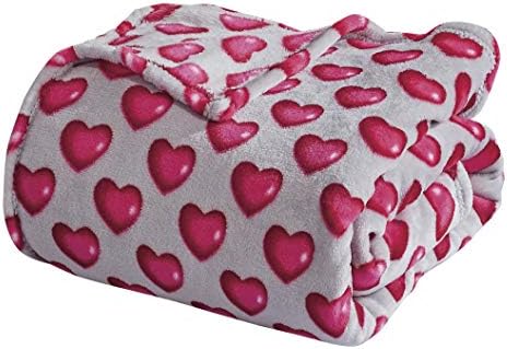 Valerian Luxury Velvet Super Soft Light Weight Blanket Prints Fleece Throw - All Year Round Home Decor, Fuzzy Warm and Cozy Throws, Couch and Gift, 50 x 60inch, Juliette Heart